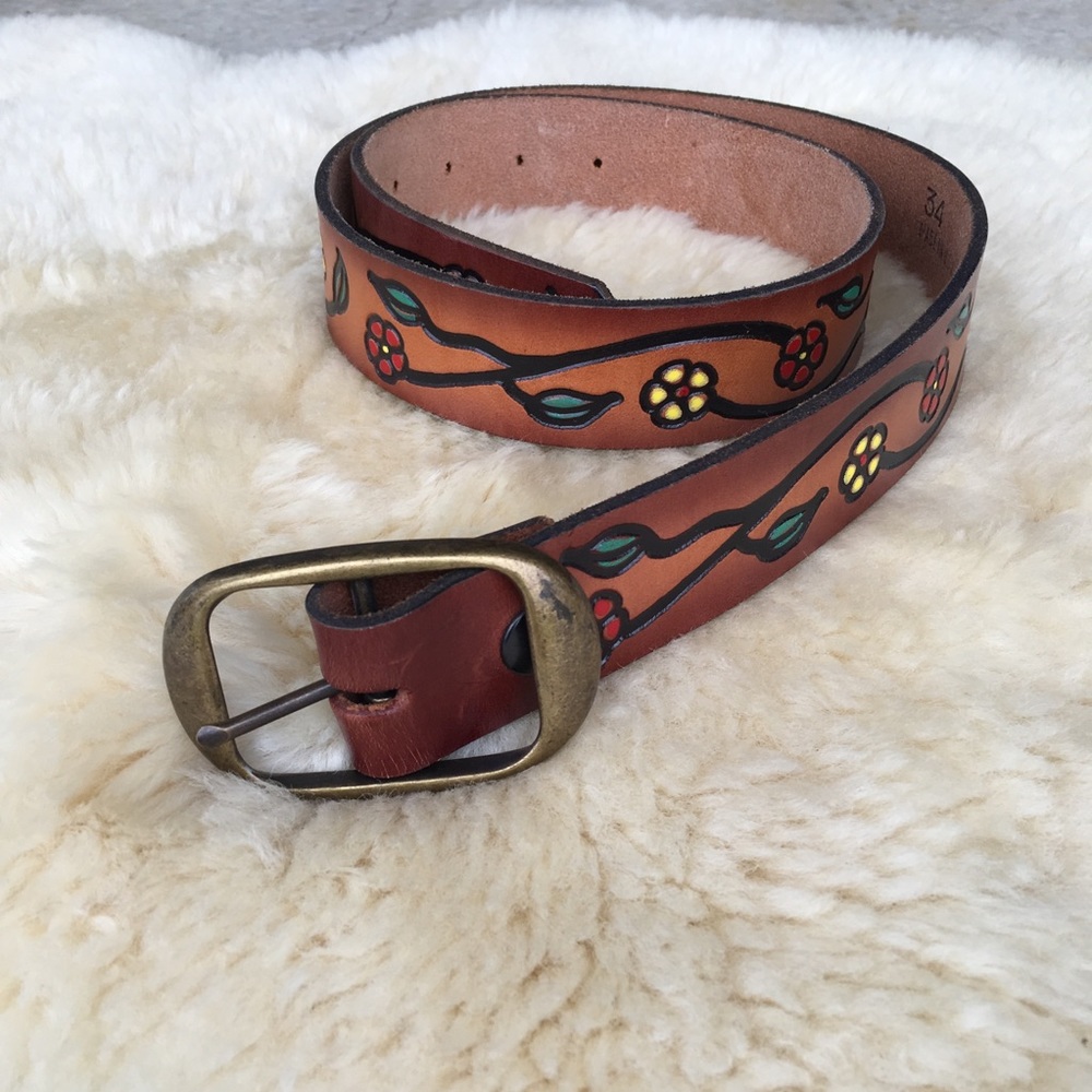 Vintage leather festival belt floral